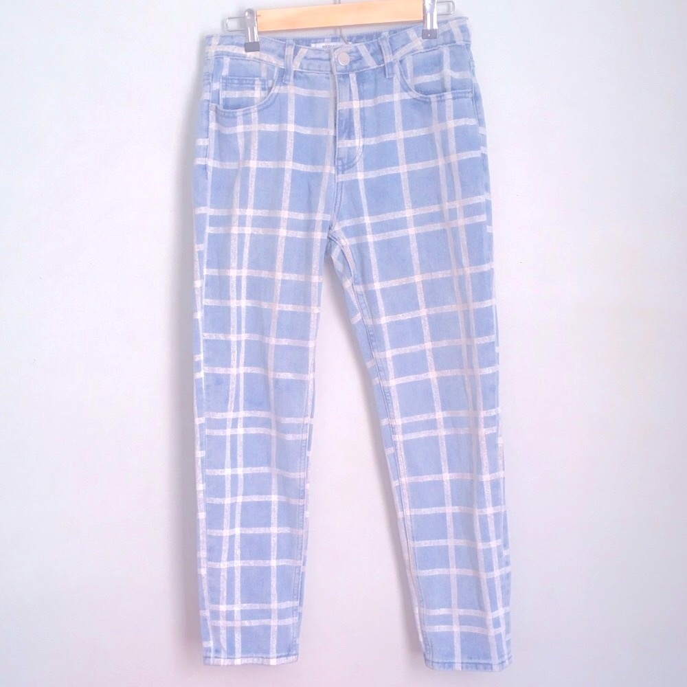 Plaid striped jeans